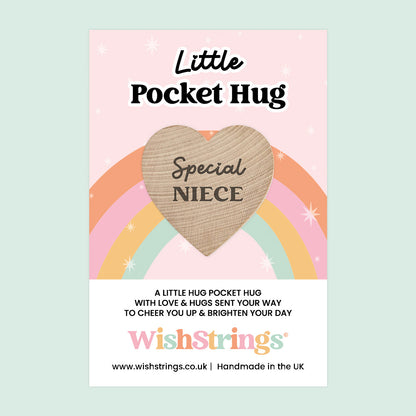 WishStrings Pocket Hug – Special Niece Heart Token Gift | Thoughtful Keepsake from Aunt or Uncle | Letterbox Hug | Gift for Her | Handmade in the UK
