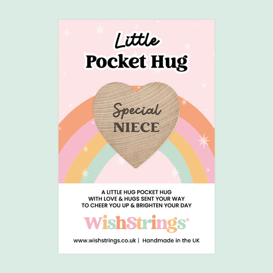 WishStrings Pocket Hug – Special Niece Heart Token Gift | Thoughtful Keepsake from Aunt or Uncle | Letterbox Hug | Gift for Her | Handmade in the UK
