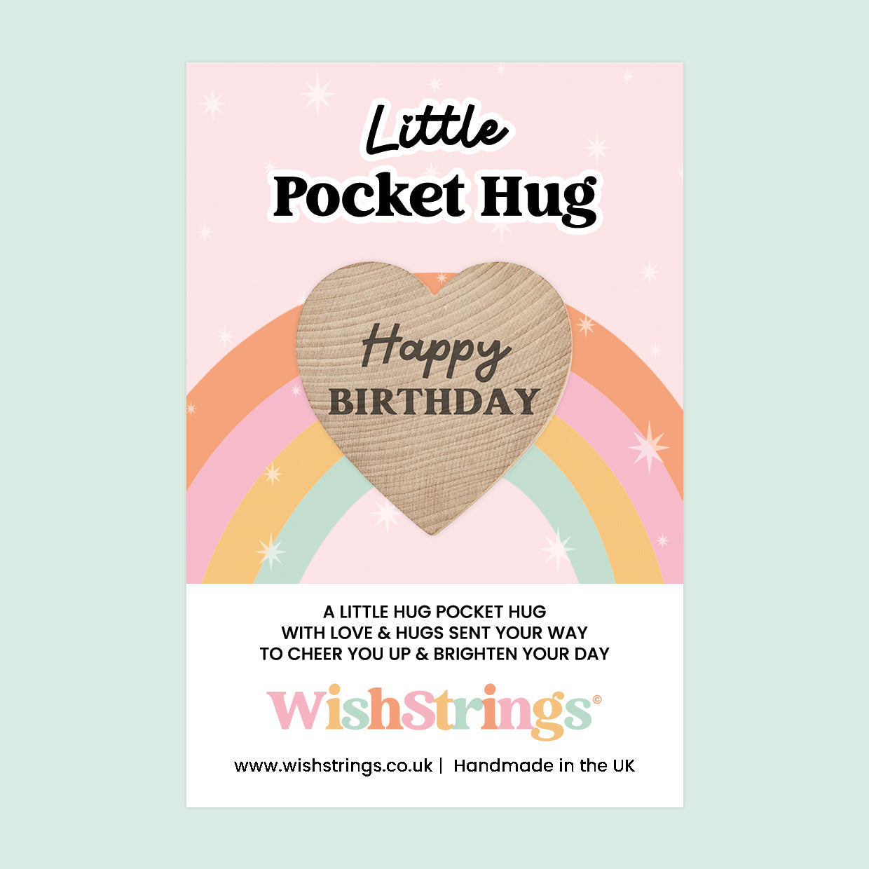 WishStrings Pocket Hug – Happy Birthday Heart Token Gift | Letterbox Keepsake | Thoughtful Birthday Present for Friends & Family | Handmade in the UK