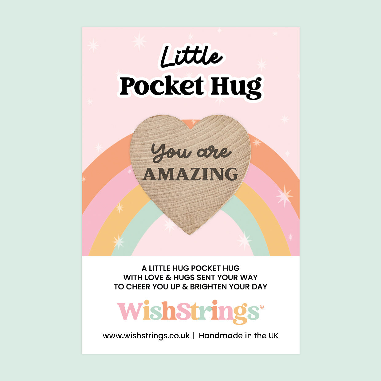 WishStrings Pocket Hug – You Are Amazing Heart Token Gift | Inspirational Keepsake | Thinking of You | Letterbox Gift Under £5 | Handmade in the UK