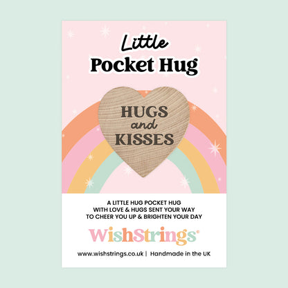 WishStrings Little Pocket Hug | Hugs and Kisses Heart Token | Cute Keepsake Gift | Thinking of You | Letterbox Token for Friends & Loved Ones | XO Hug Gift
