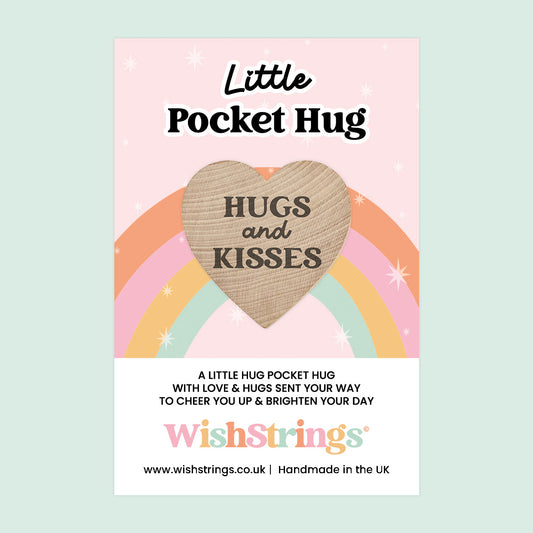 WishStrings Little Pocket Hug | Hugs and Kisses Heart Token | Cute Keepsake Gift | Thinking of You | Letterbox Token for Friends & Loved Ones | XO Hug Gift
