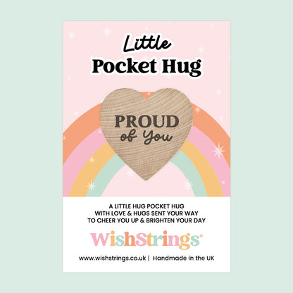 WishStrings Little Pocket Hug | So Proud of You Heart Token | Graduation Gift | Encouragement Keepsake | Thinking of You | Motivational Letterbox Gift
