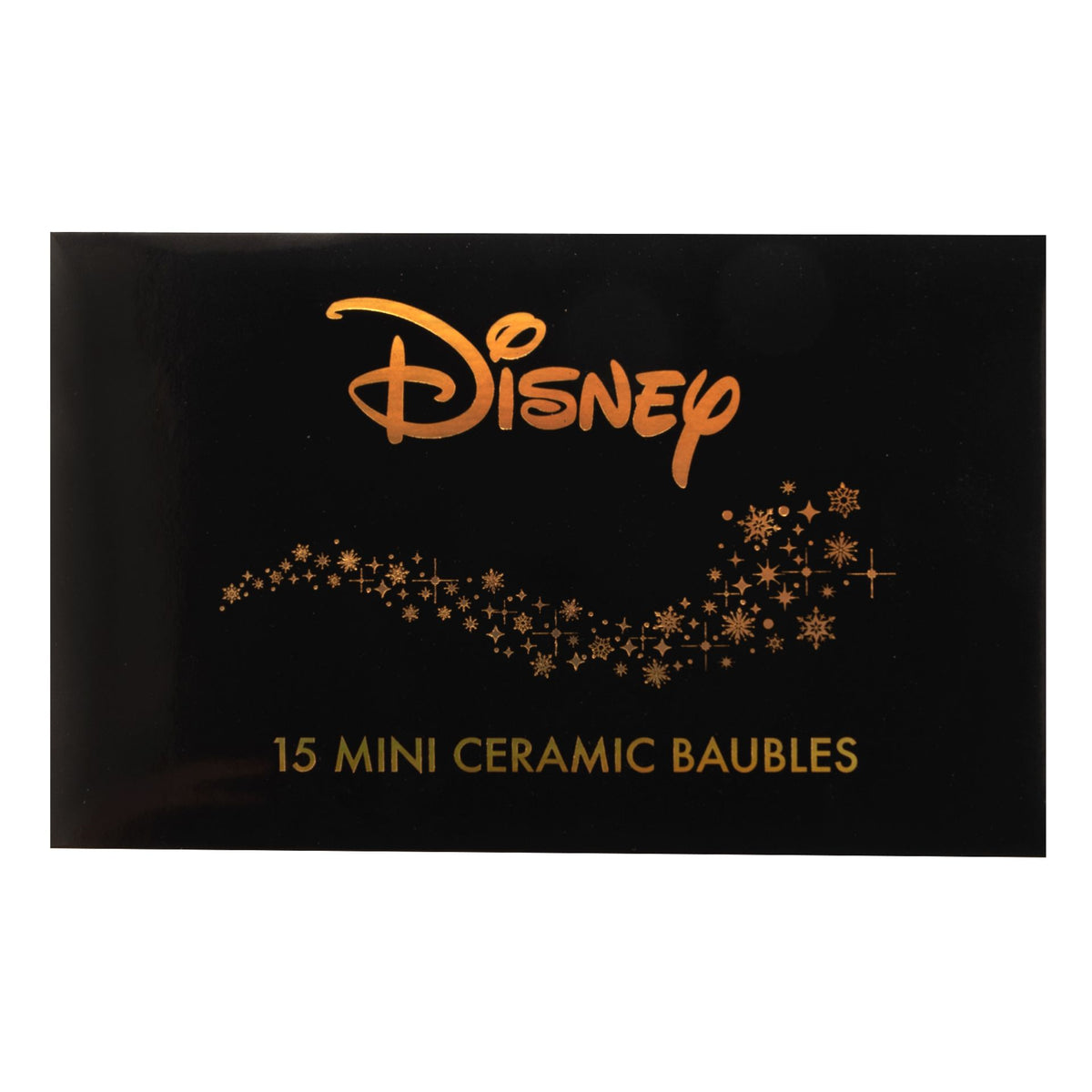 Disney gift box for 15 mini ceramic baubles, gold text on black