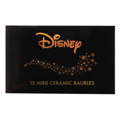 Disney gift box for 15 mini ceramic baubles, gold text on black