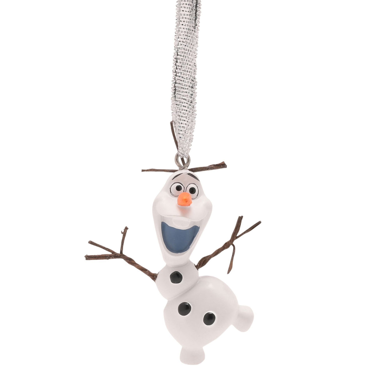 Olaf character hanging ornament with silver glitter cord