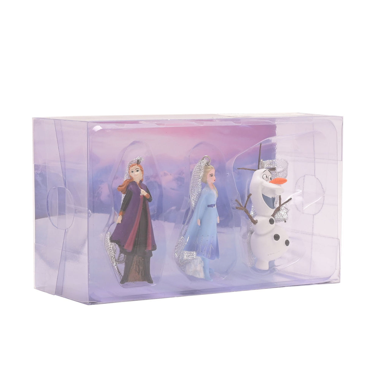 Packaged set of 3 Frozen hanging ornaments with Olaf, Anna and Elsa figures