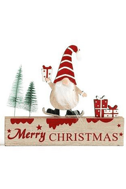 Wooden Merry Christmas Gonk Decorations - Choice of Colours