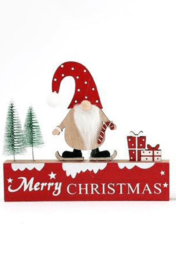 Wooden Merry Christmas Gonk Decorations - Choice of Colours