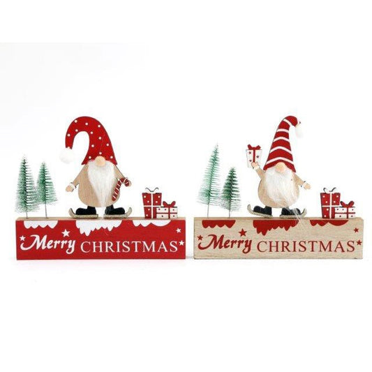 Wooden Merry Christmas Gonk Decorations - Choice of Colours