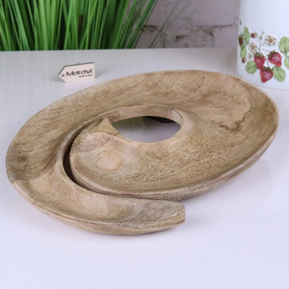 Zayana Swirl Mango Wood Serving Dish