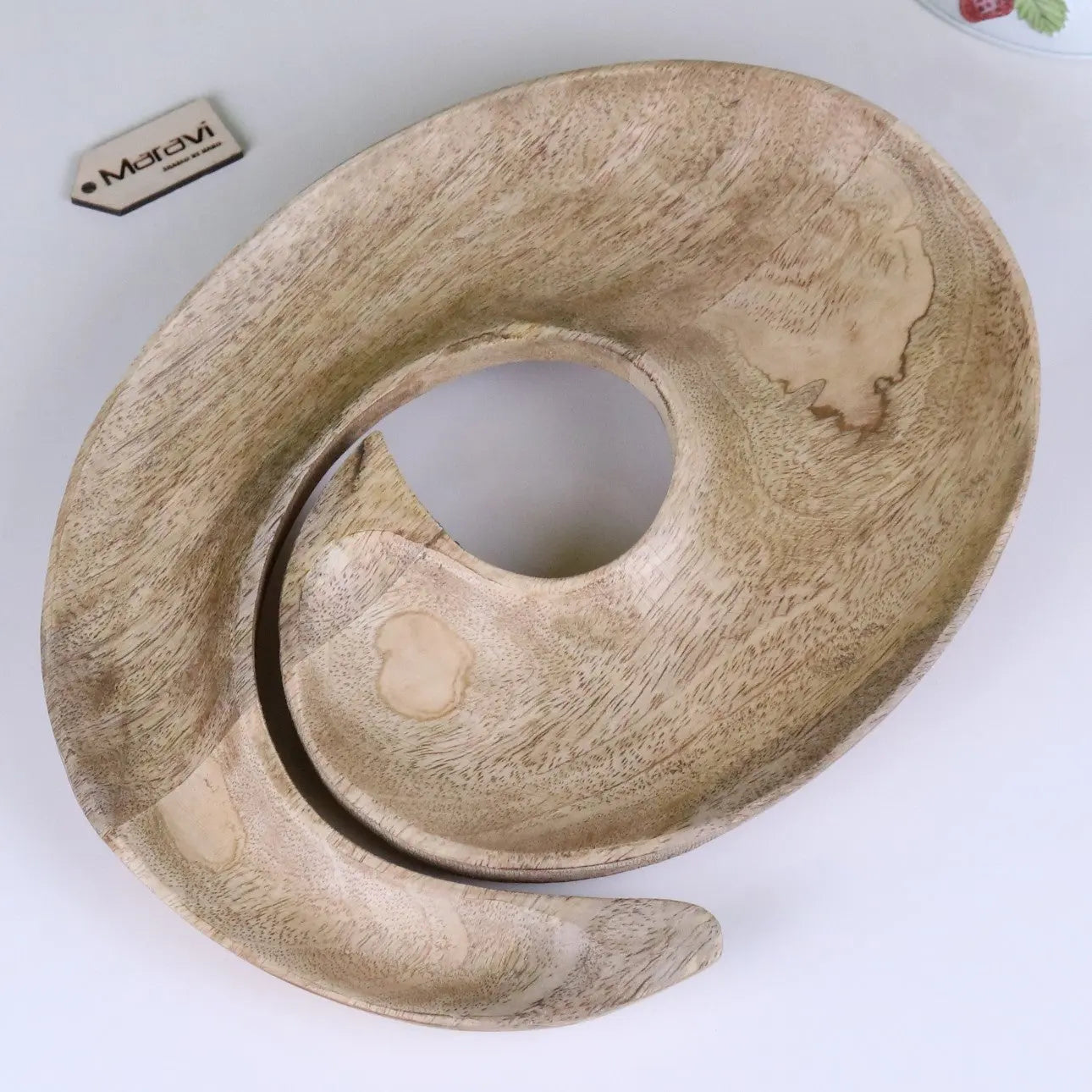 Zayana Swirl Mango Wood Serving Dish
