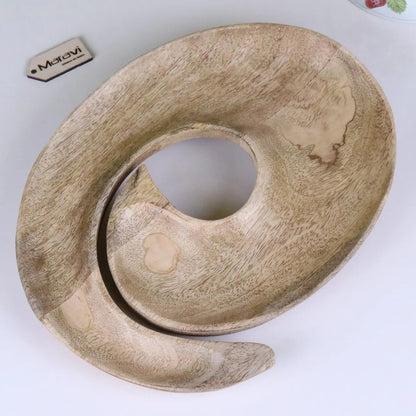 Zayana Swirl Mango Wood Serving Dish