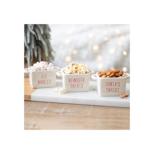 Set of 3 Ceramic Christmas Snack Bowls