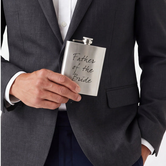 "Father of the Bride" Silver Aluminium Keepsake Hip Flask - Wedding Gift