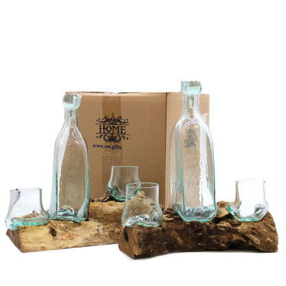 Molten Glass on Wood - Whisky Set