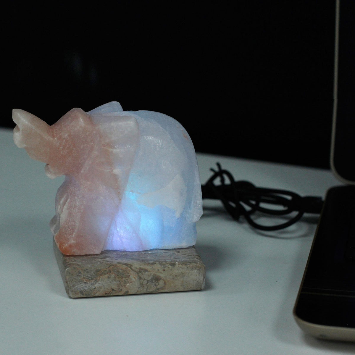 Multicolour Elephant Shaped USB Himalayan Salt Lamp