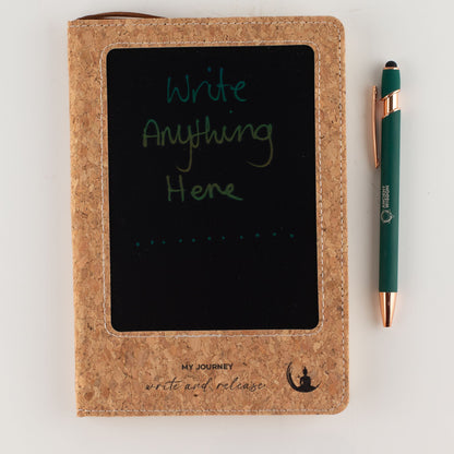 A5 Intention Note Book - LCD Wipe Screen - Cork Leather Effect - 80 Leafs