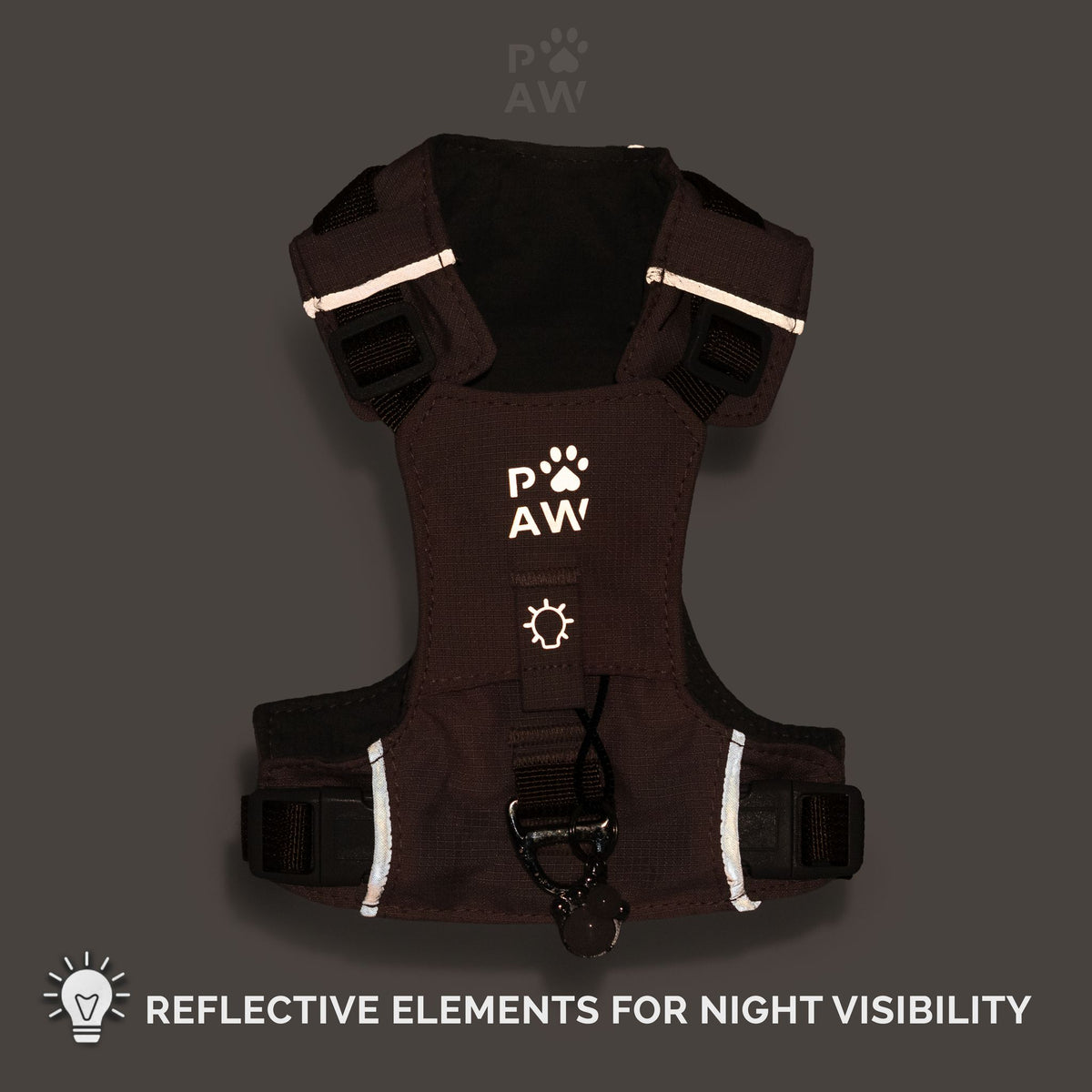 PAW - XS (2-4Kg) Dog Step-in Guardian Harness with Reflective Mesh - Rock Grey - Black Obsidian Charm