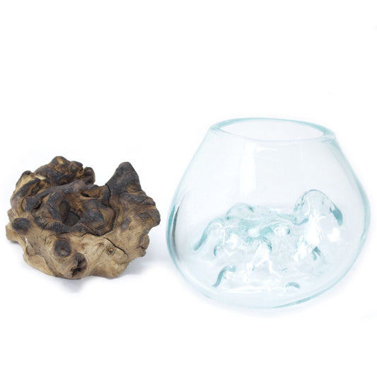 Molten Glass on Wooden Tree Root - Small Bowl