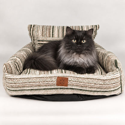 PAW Bed – Small Sofa – Brown Stripes – 50 × 50 × 26cm
