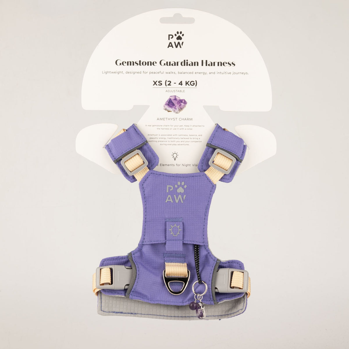 PAW - XS (2-4Kg) Dog Step-in Guardian Harness with Reflective Mesh - Lavender - Amethyst Charm