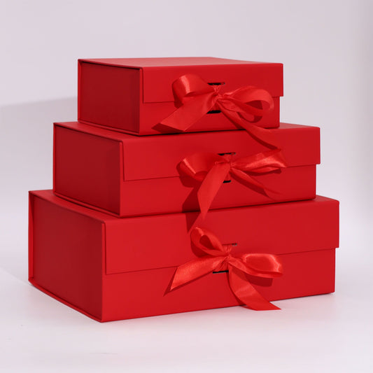 Flat Pack Gift Box - Medium Square (20x18.2x8cm) - Red