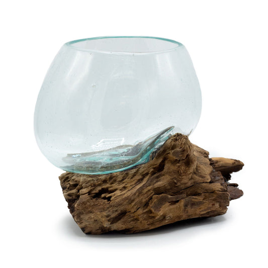 Molten Glass on Wooden Tree Root - Medium Bowl