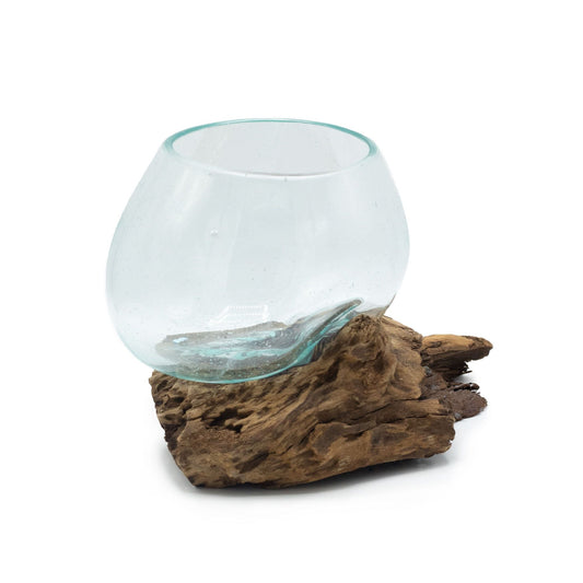 Molten Glass on Wooden Tree Root - Medium Bowl