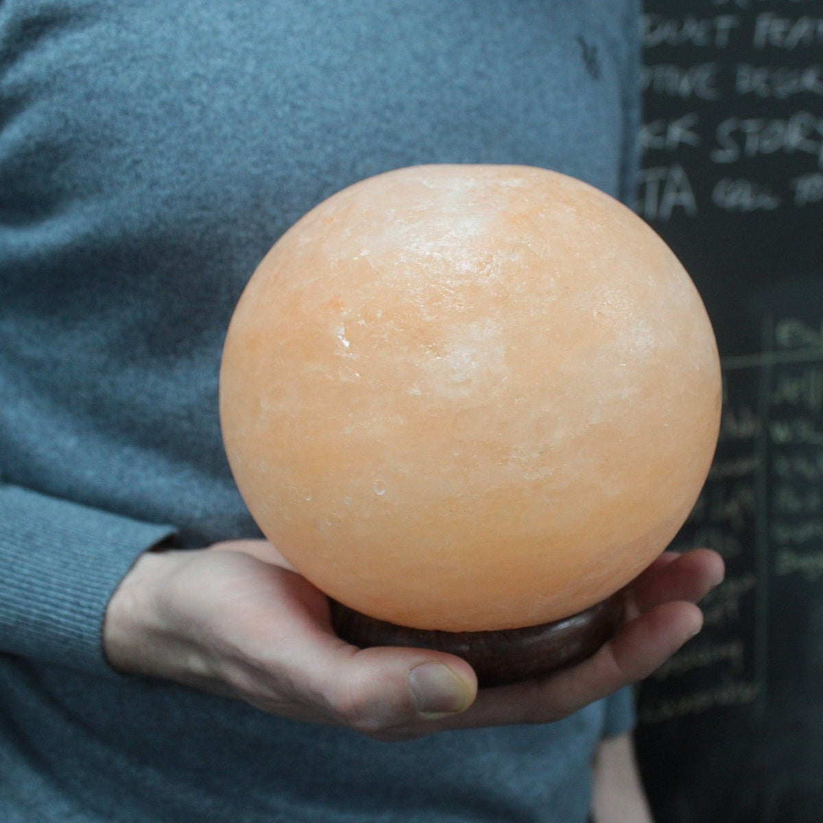 Himalayan Salt Lamp Ball On A Big Wooden Base