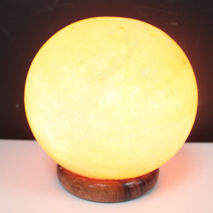Himalayan Salt Lamp Ball On A Big Wooden Base