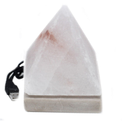 Quality USB Himalayan Salt Salt Lamp - 9 cm Pyramid - WHITE