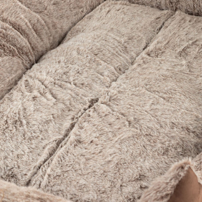 PAW Bed – Medium Plush Teddy Brown – 70 × 55 × 18cm