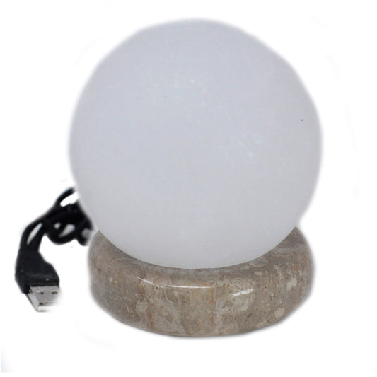 Quality USB Ball WHITE Himalayan Salt Lamp - 9 cm