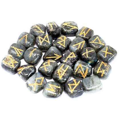 Rune Stone Set in Pouch - Labradorite
