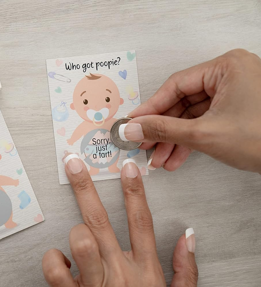 Baby Shower Games, Scratch Off Game, Silly Activity for Ice Breakers, Baby Shower Activity and Ideas