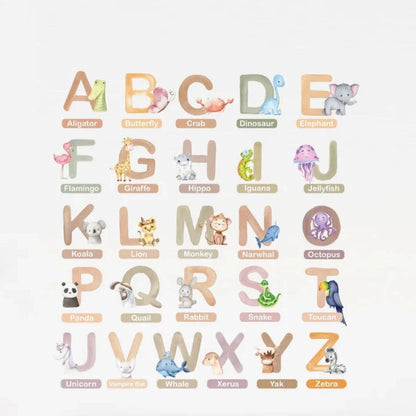 Live Vida Alphabet Nursery Wall Stickers with Animal Figures 26 pcs
