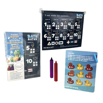 Bath Maths: Educational Bath Toys & Number Games - Bath Crayons and Learning Flashcards