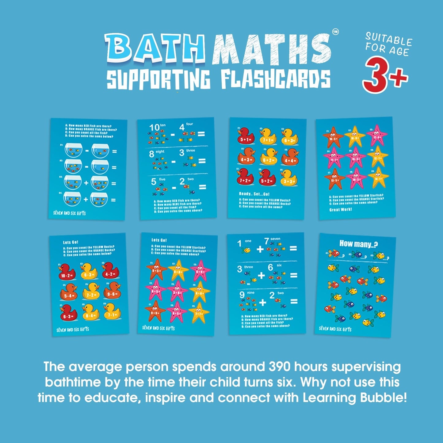 Bath Maths: Educational Bath Toys & Number Games - Bath Crayons and Learning Flashcards