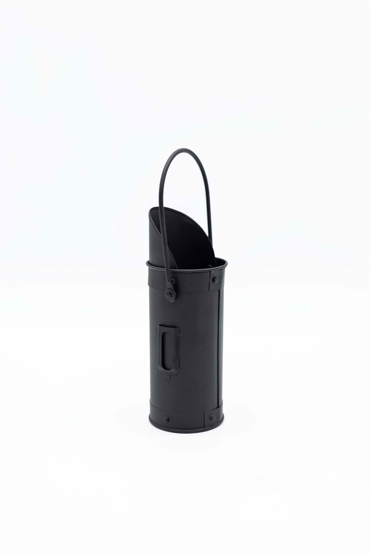 Fireside Coal Bucket and Match Cannister (Black)