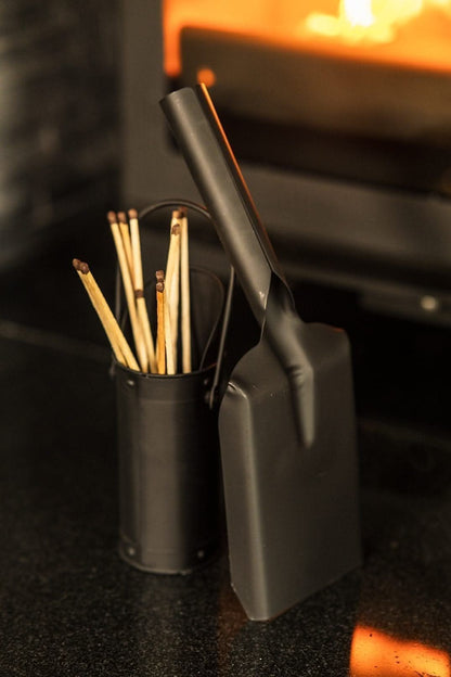 Fireside Coal Bucket and Match Cannister (Black)