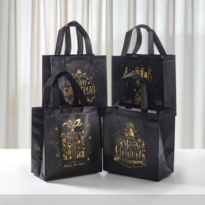 Black Christmas Gift Bag with Handle - Assorted Designs