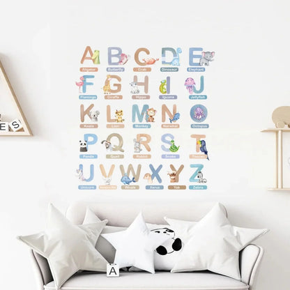 Live Vida Alphabet Nursery Wall Stickers with Animal Figures 26 pcs - Blue