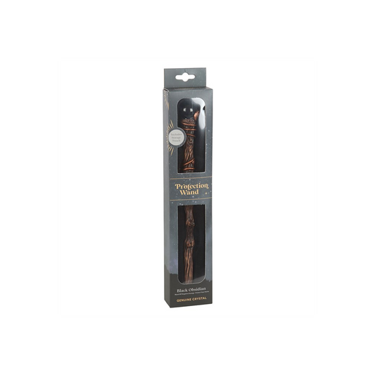 Protection Black Obsidian Crystal  Wand with Pouch