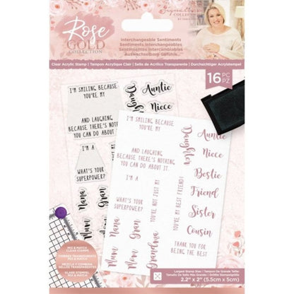 Sara Signature Rose Gold - Acrylic Stamp Set - Interchangeble Sentiments