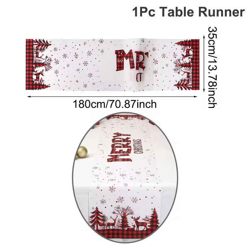 Festive Merry Christmas Tablecloth Table Runner