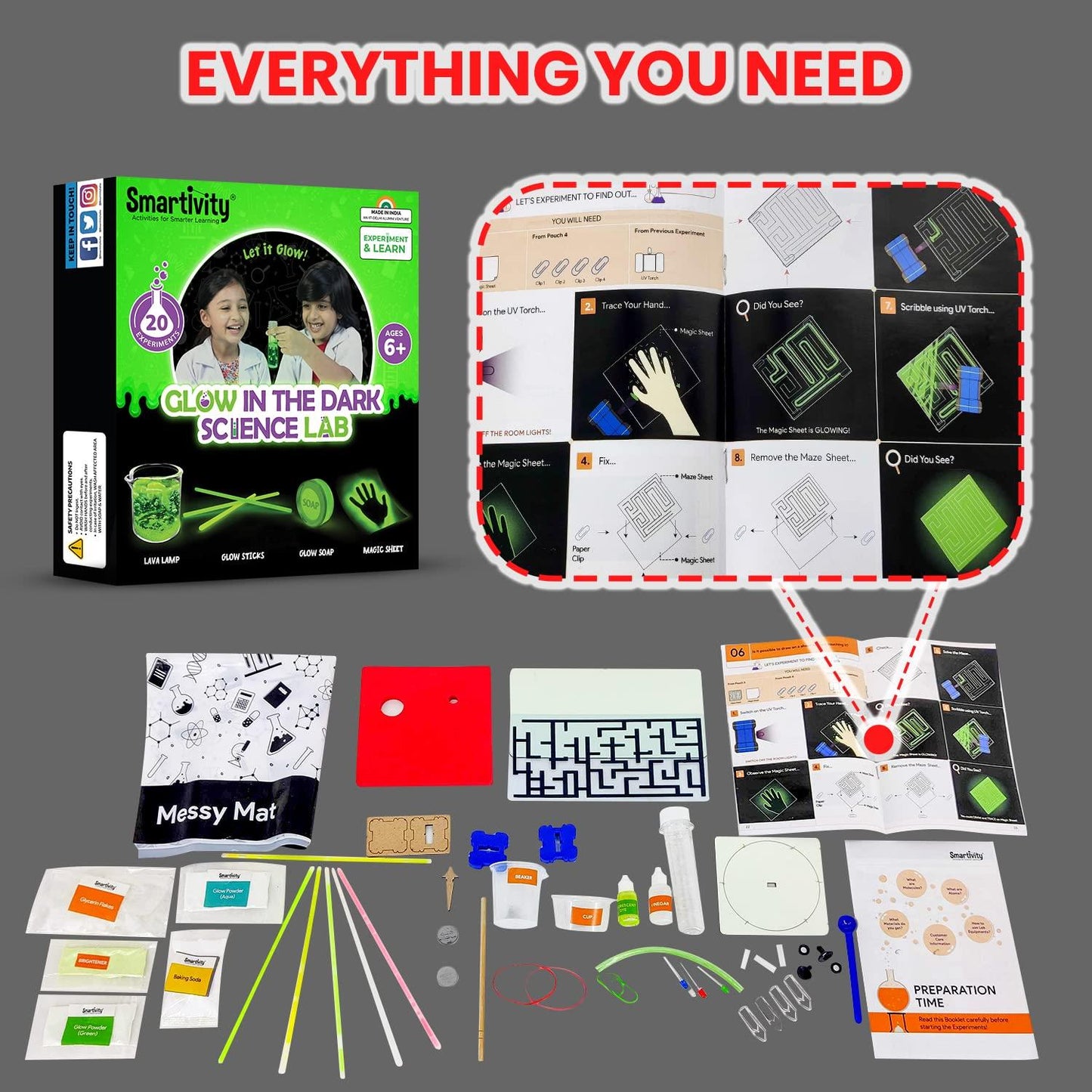 Smartivity Glow In The Dark Kit with 20 Glowsome Experiments
