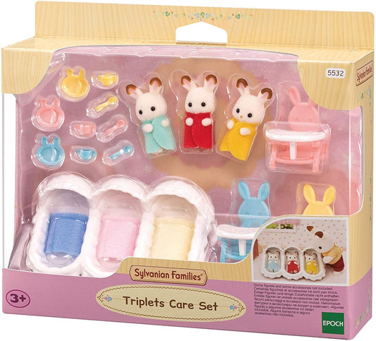 Sylvanian Families Chocolate Rabbit Triplets Care Set for Age 3 and Up