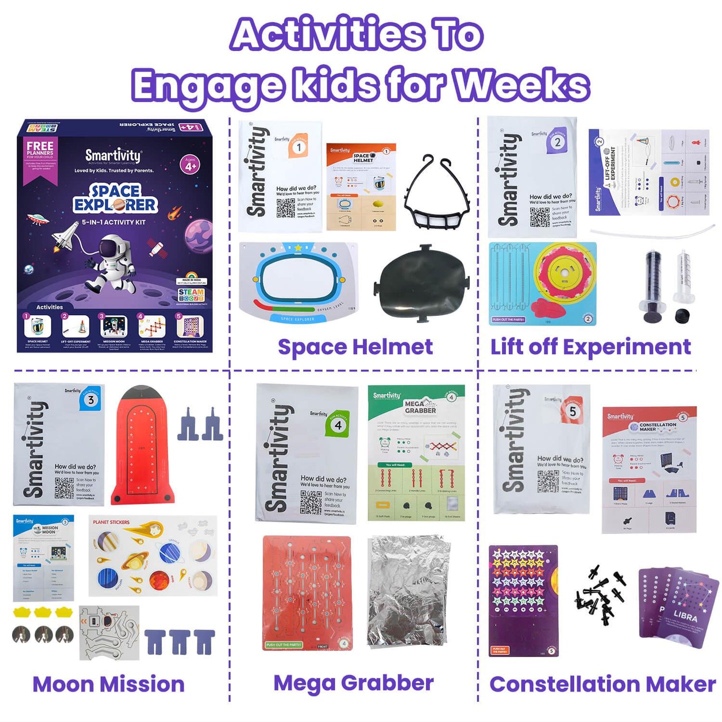 Smartivity Space Explorer DO-IT-YOURSELF, 5-IN-1 STEAM ACTIVITY KIT, Age 4+
