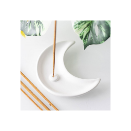 White Crescent Moon Incense Stick Holder
